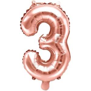 Party Deco Фолиев Балон Цифра, Розово Злато, 35см - 3 (fb10m-3-019r)