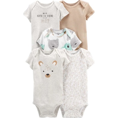 CARTER'S Body krátky rukáv Animals neutrál LBB 5ks