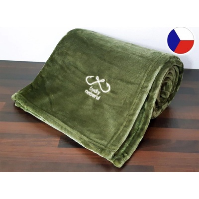 Sleep-well Deka mikroflanel KHAKI výšivka PRO RYBÁŘE ČUDLY NEBERU 150x200