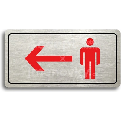 ACCEPT Piktogram WC MUŽI VLEVO - stříbrná tabulka - barevný tisk