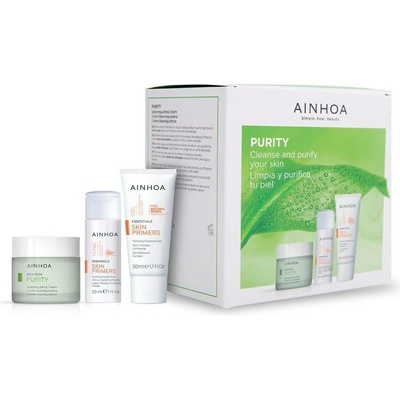 Ainhoa Purity Travel Set - Seboregulační krém 50 ml + Čistící tonic pro mastnou pleť 30 ml + Čistící gel pro mastnou pleť 50 ml Dárková sada