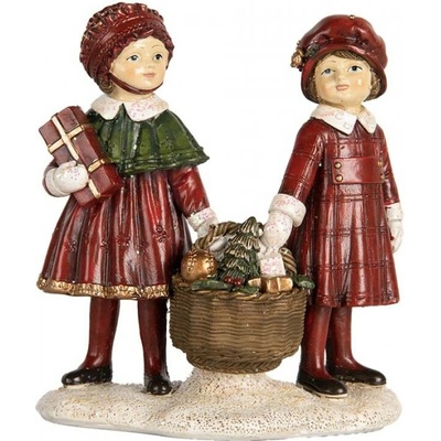 Vánoční dekorace figurka holčiček s vánoční výslužkou – 11x6x12 cm