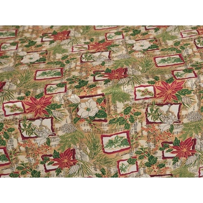 SCANquilt ubrus VÁNOCE vánoční hvězda béžovočervená 140x180