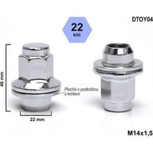 Kolová matice M14x1,5 zavřená s plochou podložkou, klíč 22, DTOY04 ; TOYOTA, LEXUS, výška 46