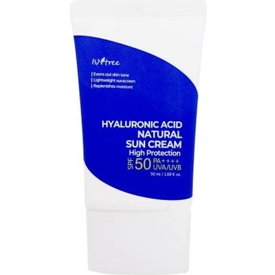 ISNTREE Hyaluronic Acid Natural Sun Cream SPF50+ хидратиращ слънцезащитен крем за лице с минерален uv филтър 50 ml за жени