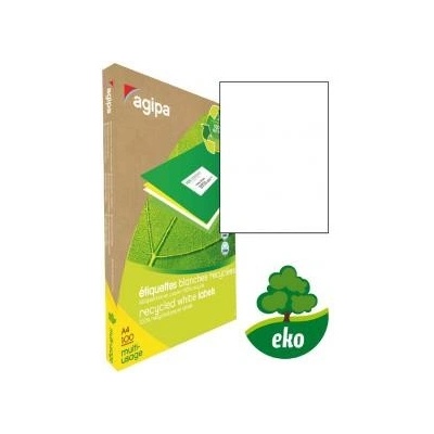 Etikety univerzálne recyklované 210x297mm Agipa A4 100 hárkov