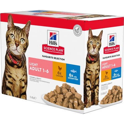 Hill's Science Plan Adult Light 4 x 12 ks (48 x 85 g) kuře a rybí výběr