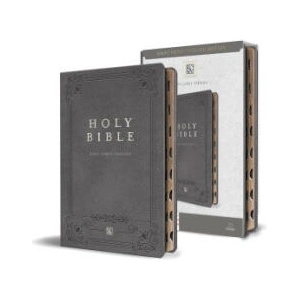 KJV Holy Bible, Giant Print Thinline Large Format, Gray Premium Imitation Leathe R with Ribbon Marker, Red Letter, and Thumb Index (2024)