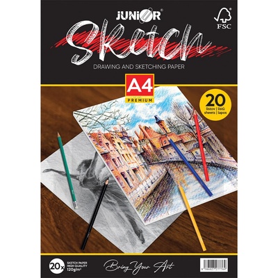 JUNIOR Blok na maľovanie a skicovanie Sketch A4 PREMIUM 20 listový 120g/m2