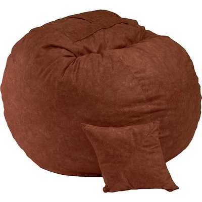 PUFRELAX Комплект Барбарон и декоративна възглавница, 600л. , King Size - Terra, Перящ се калъф, Трансформира се в легло, Пълнеж с микс от мемори пяна и дунапрен, Гама Premium, 8981 (PUF-M-KP-PT-TER)