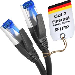 KabelDirekt - Cat 7 network cable, break-proof - 30m - 10 Gigabit LAN cable & Ethernet cable, available in 0.25-30m (patch cable for high-speed networks, PC, switch/router/modem, RJ45, black) - 1199