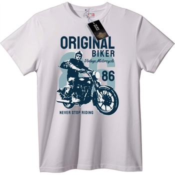 NOONEBRAND Тениска Оригинален байкер Винтидж 86 - M, White