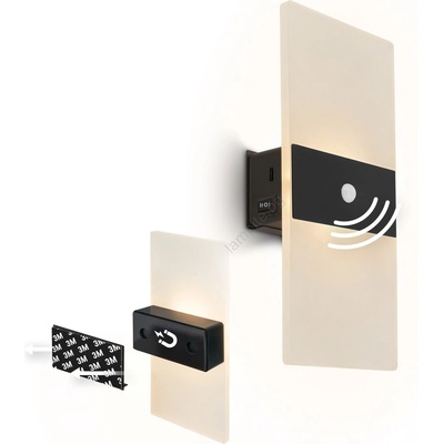 Briloner 3888015 - презареждаема стенна LED лампа с сензор AURA LED/2, 5W/5V 1800 mAh черна (BL2171)