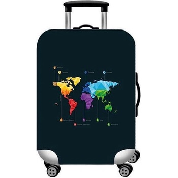 UYAR Калъф за куфар размер m 67х44х27см, черен , дизайн „Карта на света 12392