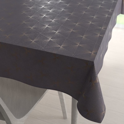 Biante Sametový ubrus Isabela IBL-003 Rose Gold trojúhelníky na šedém 50x100 cm