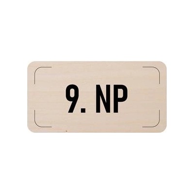 Označení podlaží - 9. NP, dřevěná tabulka, 300 x 150 mm