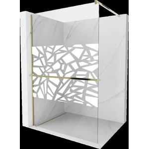 Mexen Kioto+ душ преграда с рафт Walk-in 80 x 200 см, бял десен, златен - 800-080-121-50-85 (800-080-121-50-85)