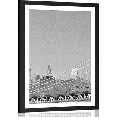 Plakát s paspartou mrakodrapy v New Yorku v černobílém provedení - 40x60 no frame