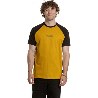 Meatfly pánské tričko Ozzy Raglan Mustard černá