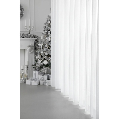 Záclona markíza, pruhy lurex strieborný, biela 320 cm
