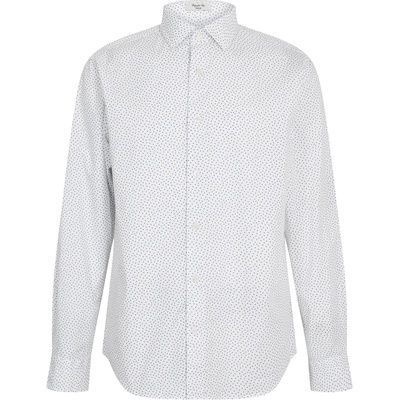 Gant Риза с дълъг ръкав Gant Men's Poplin All Over Print Long Sleeve Shirt - White 110