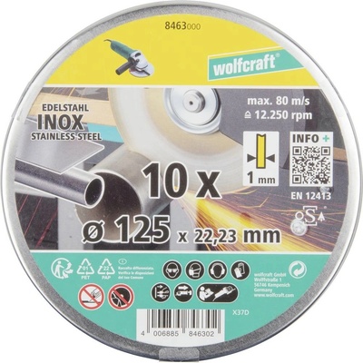 Wolfcraft 8463000 diamantový řezný kotouč 125 mm 10 ks Nerezová ocel, kov