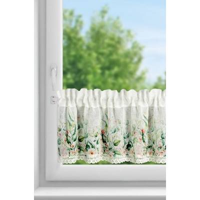 Takoy Záclonka ESTERA z etamínu, zdobená potiskem květin a krajkou 150 x 30 cm-HF-468475 | 150 x 30 cm
