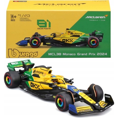 Bburago RACE Formula F1 McLaren F1 Team MCL38 2024 81 O. Piastri Senna Edition 1:43