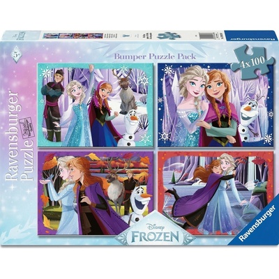 Ravensburger Пъзел Ravensburger от 4 x 100 части - Замръзналото кралство (12004318)
