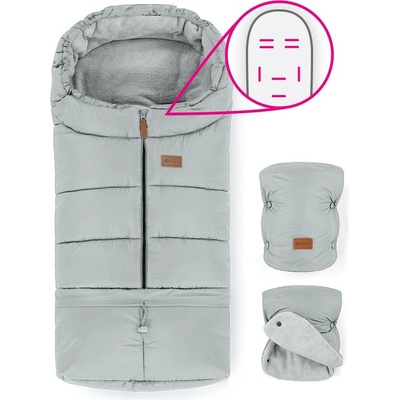 Petite & Mars Set zimný fusak Jibot 3v1 + rukavice na kočík Jasie Quiet Grey