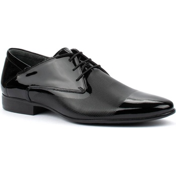 Мъжки елегантни обувки в комбинация от лак и кожа