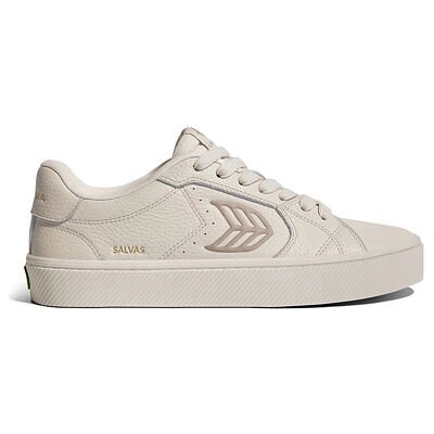 Cariuma SALVAS All Almond Milk Premium Leather Plaza Taupe Logo Sneaker