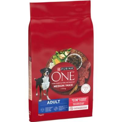 Purina One Medium & Maxi Adult hovězí & rýže 7 kg