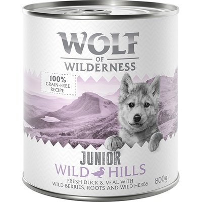 Little Wolf of Wilderness 6 x 800 g - Wild Hills Junior - kačacie a teľacie