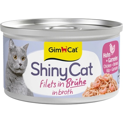 GimCat ShinyCat kura a krevety vo vývare 6 x 70 g