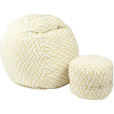 PUFRELAX Комплект Барбарон с табуретка за крака 500л. Matusalem, Zappity Yellow, Перящ се калъф, Подходящ за деца, Пълнеж с микс от мемори пяна и дунапрен, Гама Premium (PUF-M-MO-PT-ZAY)