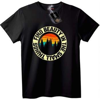NOONEBRAND Тениска Намери красотата в малките неща - 3XL, Black