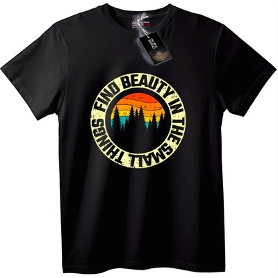 NOONEBRAND Тениска Намери красотата в малките неща - 3XL, Black