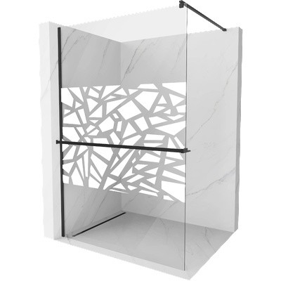 Mexen Kioto+ душ кабина с рафт Walk-in 80 x 200 см, бял мотив, черна - 800-080-121-70-85 (800-080-121-70-85)