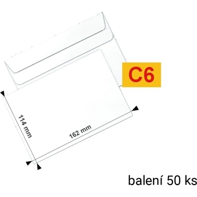 Obálka C6 samolepicí, bílá, balení 50 ks