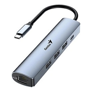 Genius USB (3.0) хъб 4-портов, UH-545, сив, Genius, 3x USB 3.0, 1x RJ45 (31240004400)