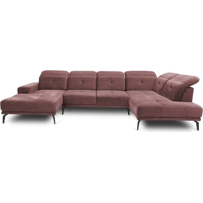 Eltap Розов кадифен ъглов диван (десен ъгъл U форма) Bretan - ELTAP (CO-BRE-RT-24LU)