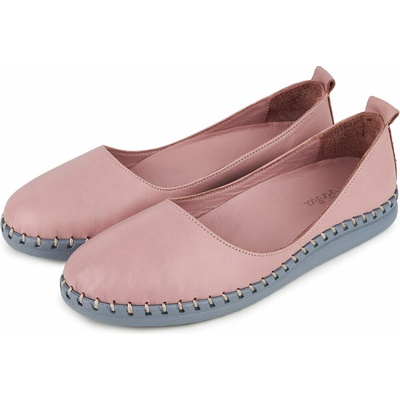 Vlnka dámské kožené baleríny Melisa se šedou podrážkou růžová – Zboží Dáma