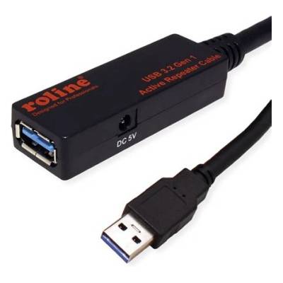 Roline 12.04. 1097 Удължителен кабел USB 3.0 с дължина 10 м + усилвател + концентратор за 4 порта (12.04. 1097) (12.04.1097)