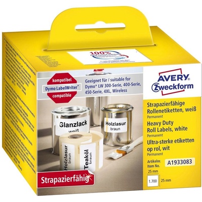 Avery Zweckform A1933083 25 x 25 mm fólie bílá 1 sada univerzální etikety