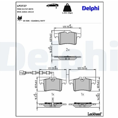 Sada brzdových platničiek kotúčovej brzdy DELPHI LP3727