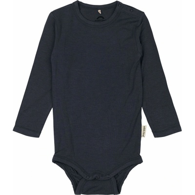 Detské body s dlhým rukávom z merino vlny a bambusu modré Blue Nights Mikk Line