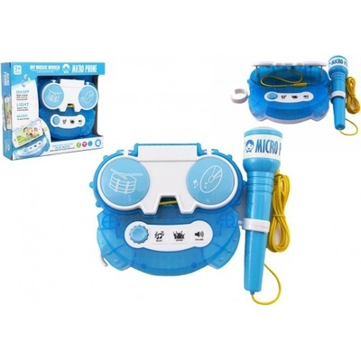 Mikrofón karaoke modrý plast na batérie so svetlom