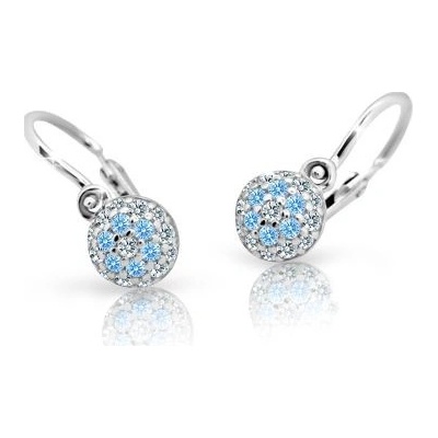 Danfil dětské náušnice C2150 z bílého zlata s kamínky Arctic Blue zapínání brizura
