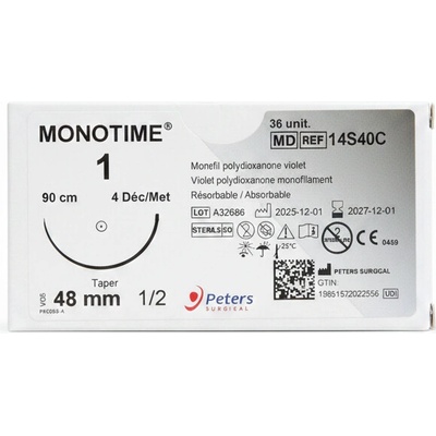 MONOTIME USP 1 jehla 48mm 1/2kruh taper vlákno 90cm (36 ks/bal)